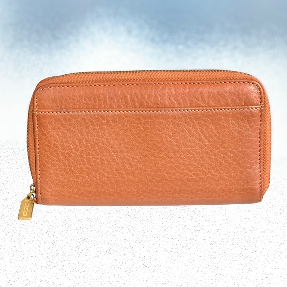 Coach Sonoma Saddle Natural Grain Zip Around Clutch - Picture 1 of 6